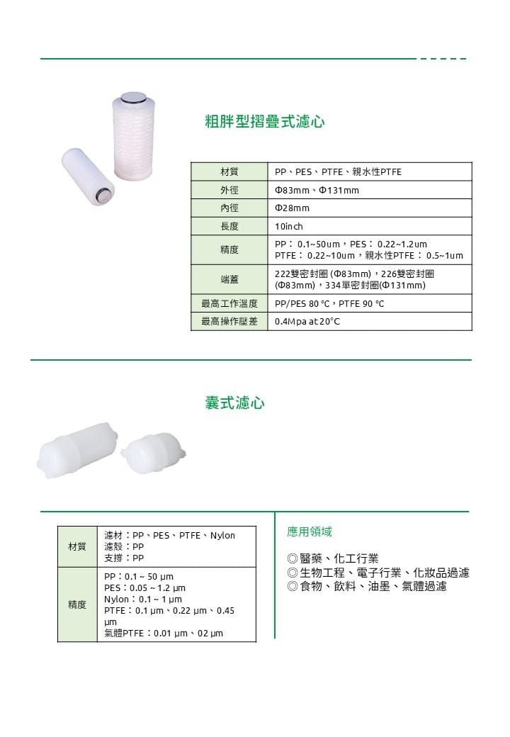 粗胖型摺疊式濾心/囊式濾心 Large-diameter pleated cartridge & capsule cartridge