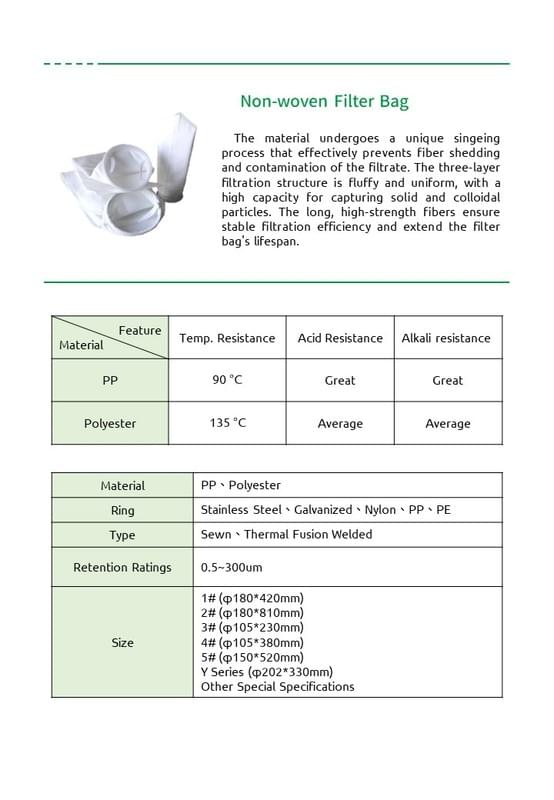 不織布濾袋 Non-woven filter bag