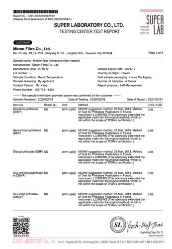 英文版報告掃描 SUPER LAB M61-200200105ENR01 p.3/6 English report scan SUPER LAB M61-200200105ENR01 p.3/6
